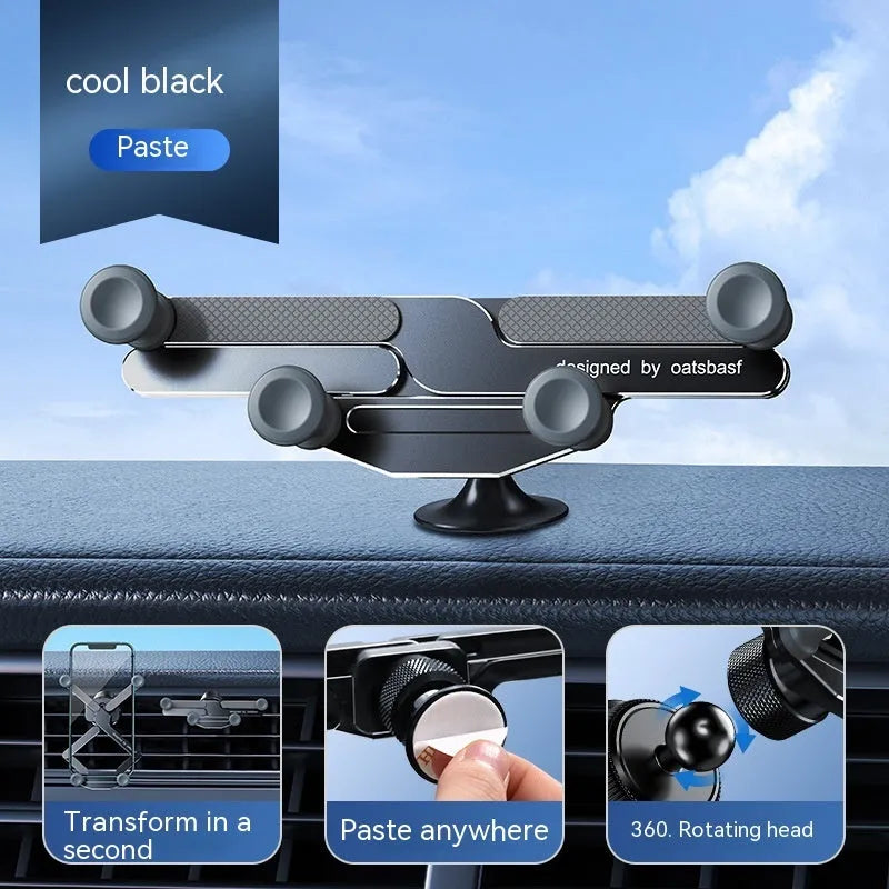 Invisible alloy car phone holder mounted on vehicle air vent in black colour option