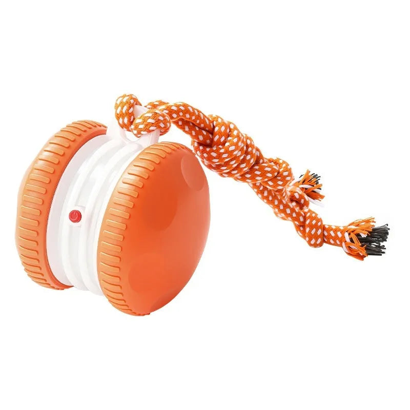 Rechargeable orange rolling ball pet toy made from durable ABS plastic with automatic movement for cats and dogs