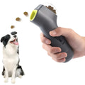 Grey plastic pet snack launcher toy measuring 18cm long for dog and cat treat dispensing.