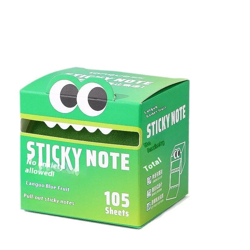 Boxed transparent pull-out sticky notes with pearl gradient finish in six colour options