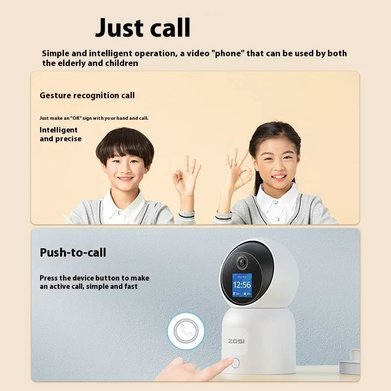 Zhou Shi white plastic wireless indoor security camera with screw-fixed bracket on a wall