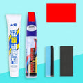 Automotive paint repair pen kit with touch-up paint, scratch wax, sponge, and sandpaper