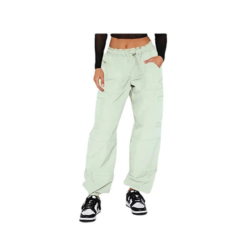 Men's straight-leg cargo casual trousers in grey with multiple pockets and a mid-waist design.