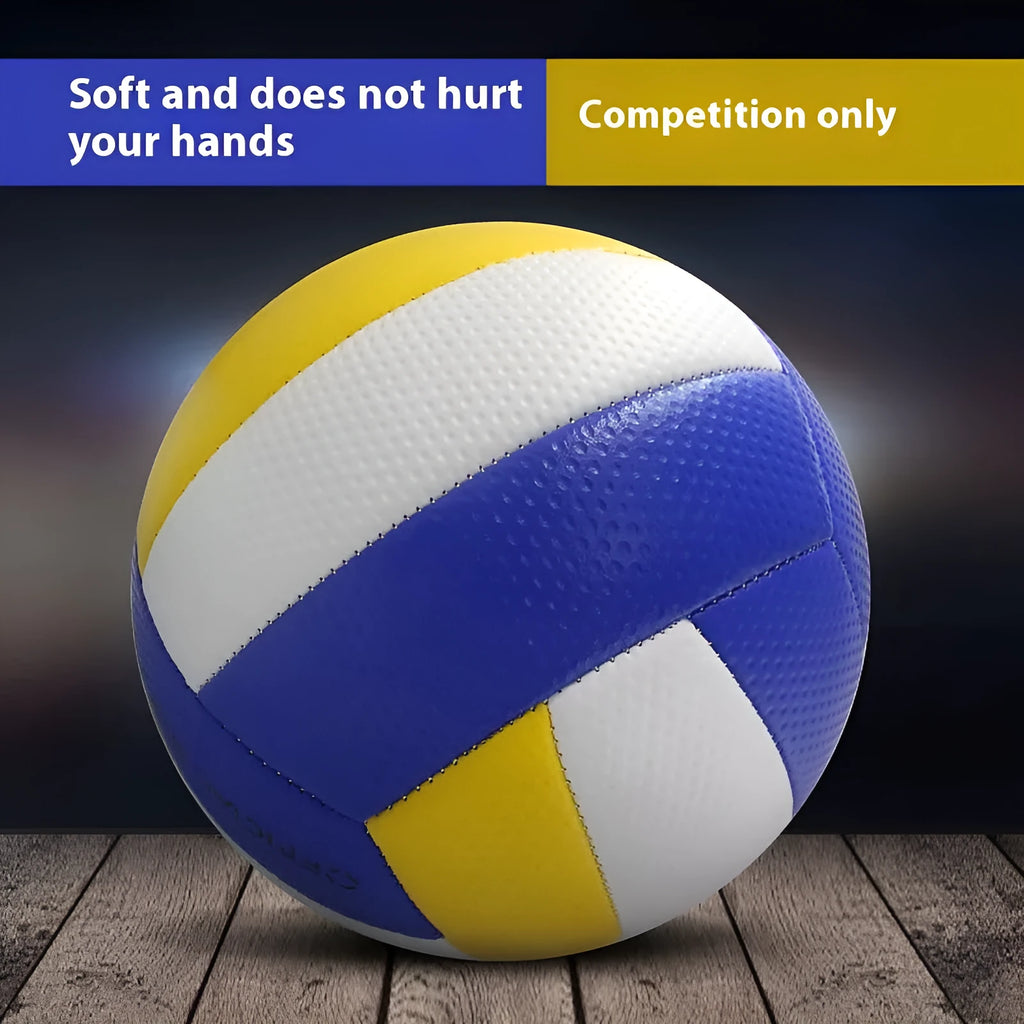 No 5 PVC machine seam volleyball in blue white yellow colours for senior high school exam match