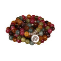 Multi-layer lotus hanging bracelet with 108 tourmaline beads on a metal alloy string