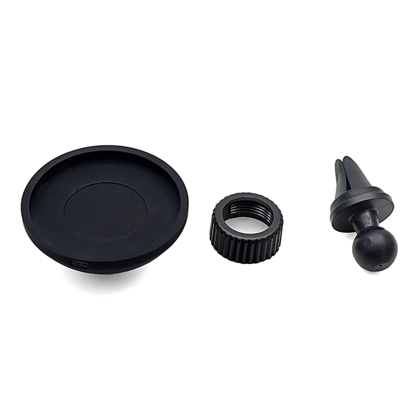 Black magnetic car phone holder showing snap-in design for mobile devices
