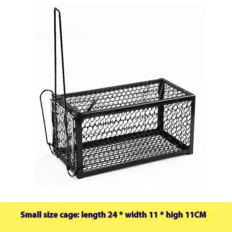 Automatic mouse trap cage with metal and plastic options in small, medium, and large sizes