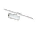 White rectangular LED bathroom mirror headlight with integrated lighting above vanity