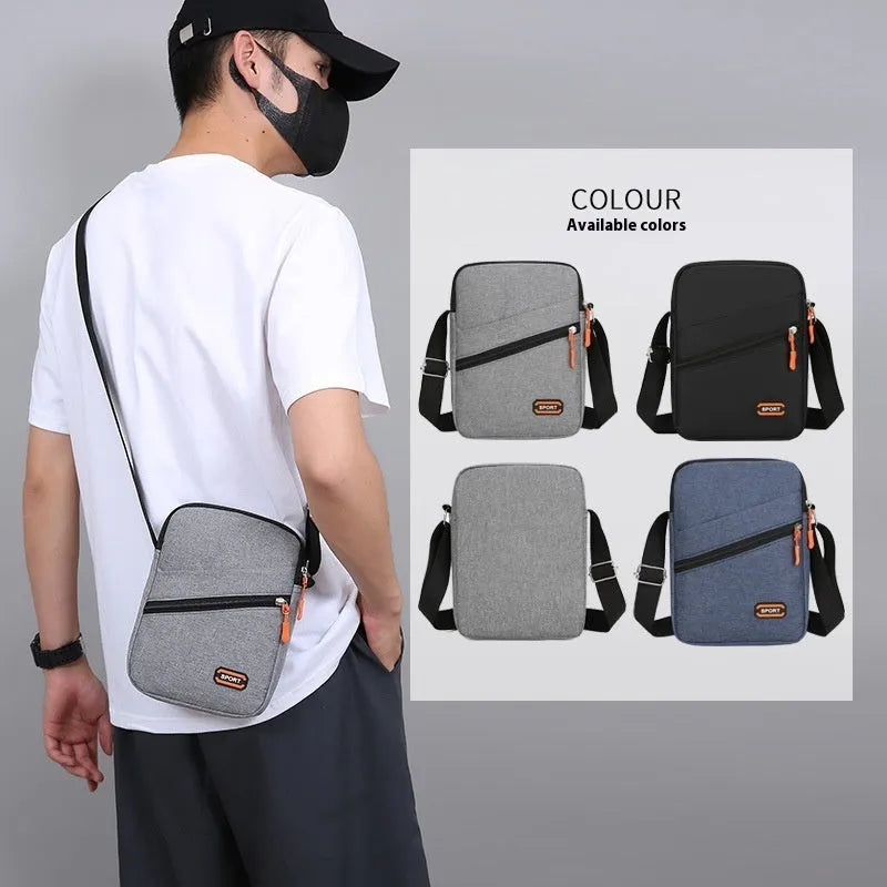 Lightweight oxford cloth crossbody commuter bag in solid colour