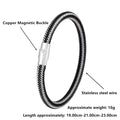 Geometric titanium steel wire bracelet with a magnetic clasp, shown in a unisex style.