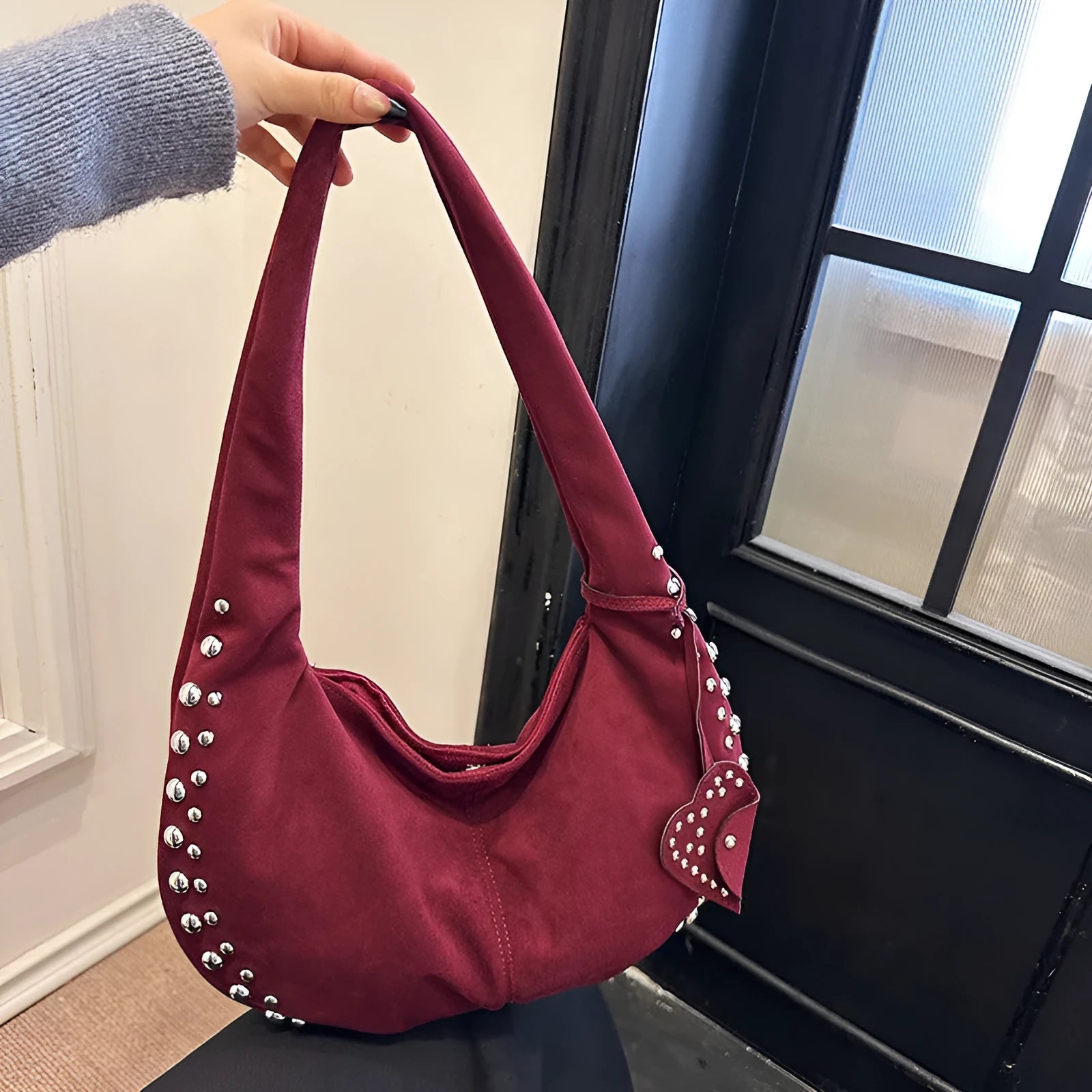 Soft plush strapless tote handbag in European and American retro style showing colour options