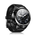 Black smart watch with blood pressure monitor on silicone strap, showing 1.28-inch screen.