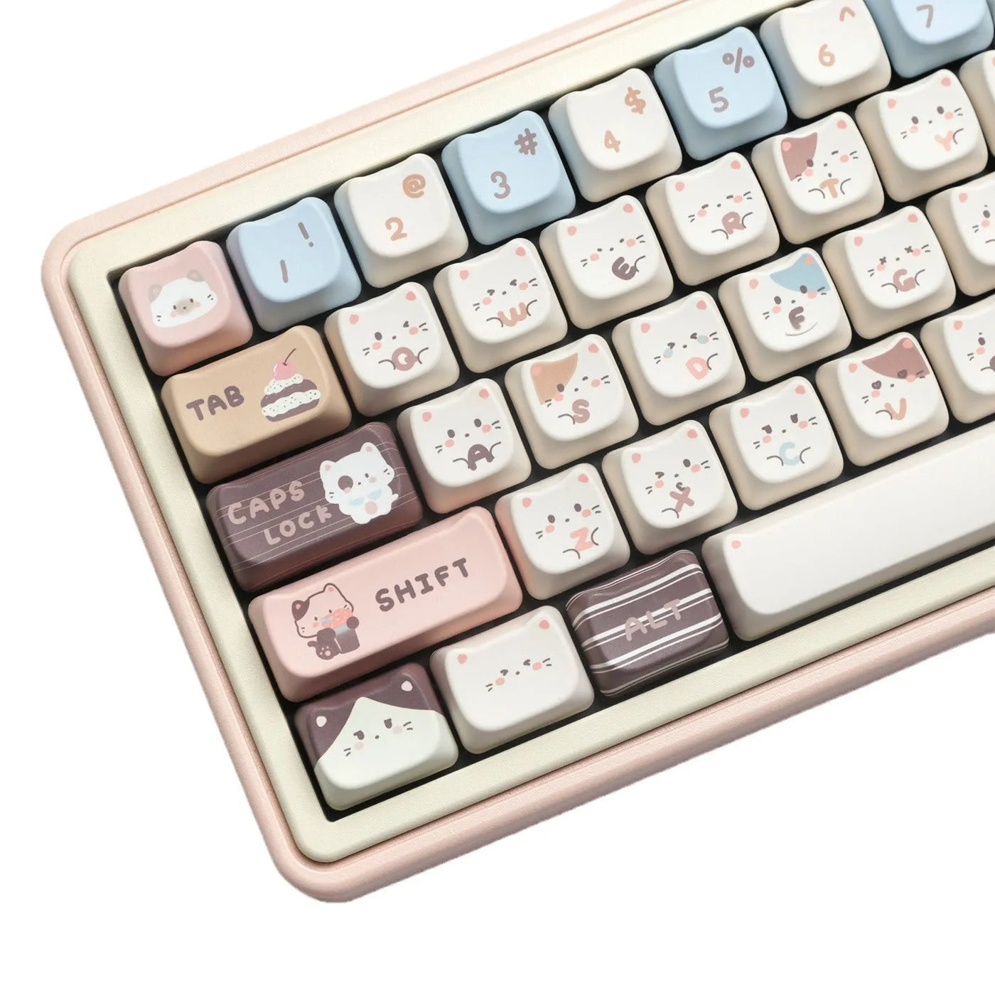 Sea Salt Cat themed PBT keycap set with March past Space and 7u supplement options for mechanical keyboards