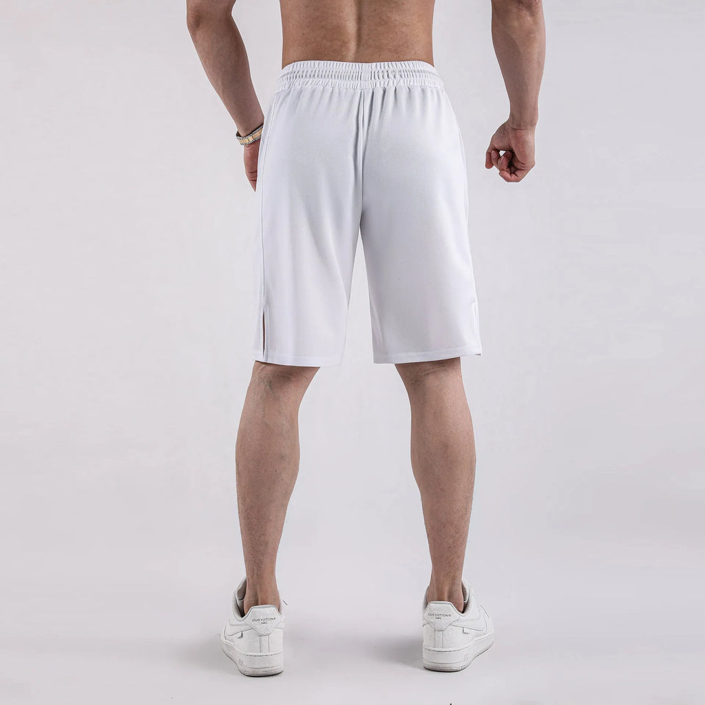 Men's quick-drying mesh sports shorts with elastic waistband in black and white colours