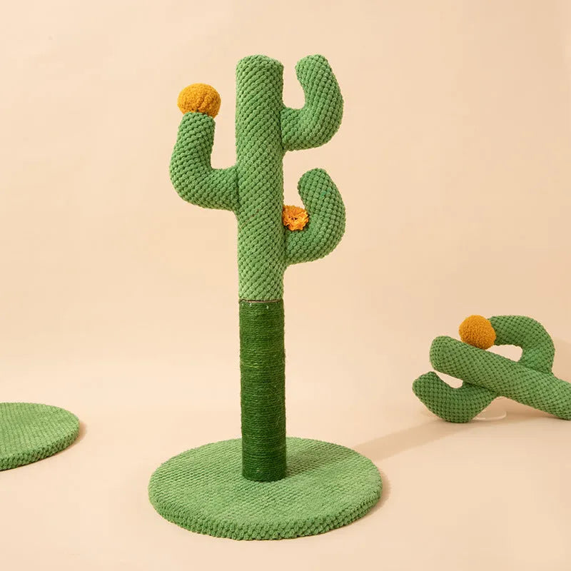 Masson cactus-shaped cat scratching post with sisal fibre surface next to coconut tree design option.