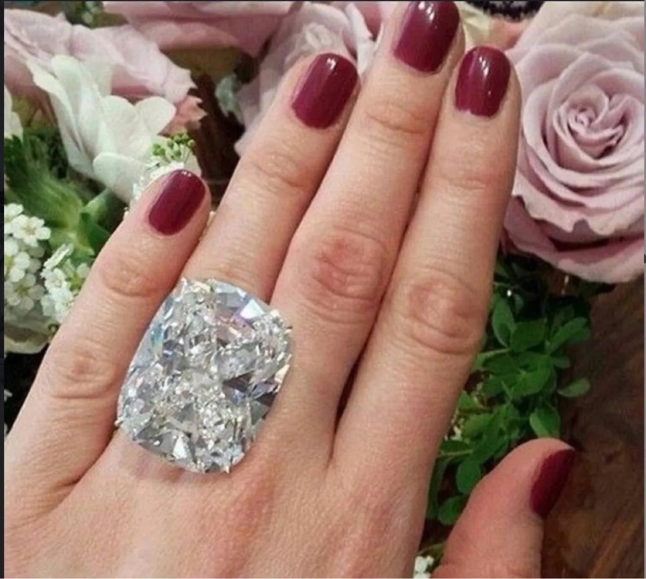 Women's white gold colour square ring with geometric design and inlaid diamond detail