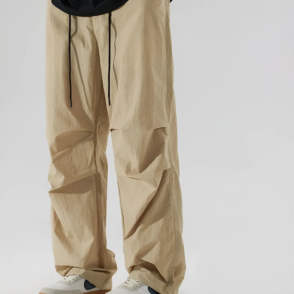 Men's straight-leg casual trousers in thin ice silk nylon fabric available in multiple colours