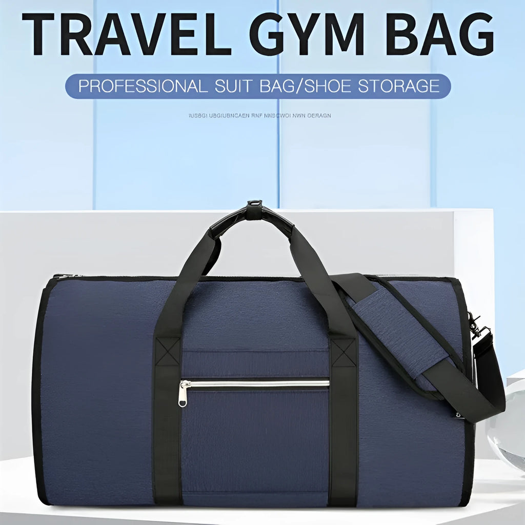 Oxford cloth sports bag in grey colour showing main compartment and dry-wet separation feature.