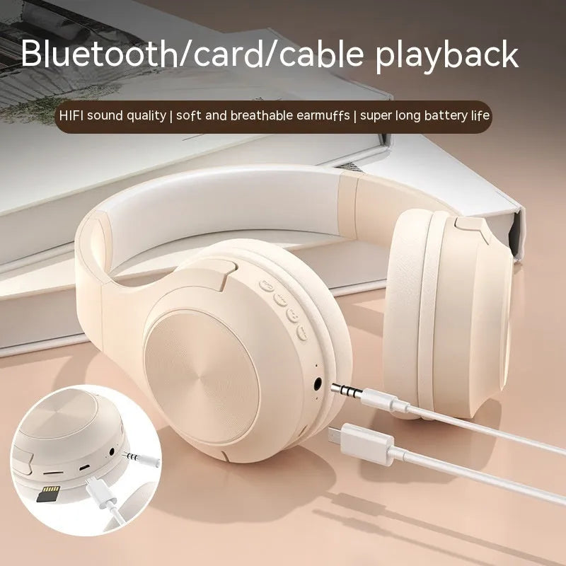 Personalised creative design wireless Bluetooth headset in chalk black, shown in head-mounted wearing style.