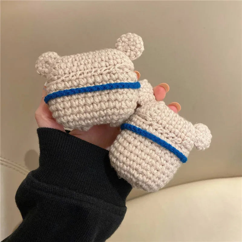 Handmade knitted koala bear backpack AirPods protective case cover for Apple wireless earphones