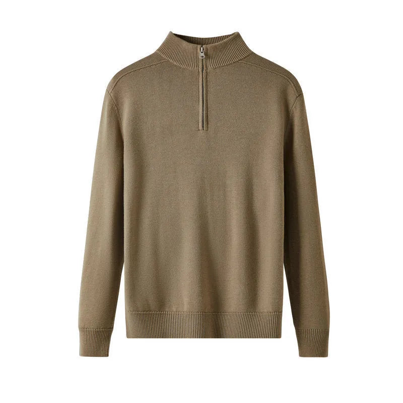 Men's slim fit casual pullover sweater in thickened wool, shown in a choice of colours.