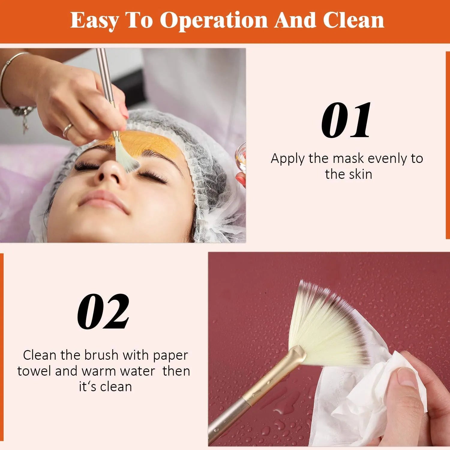 10 professional facial fan brushes with champagne finish and protective covers for mask and makeup application