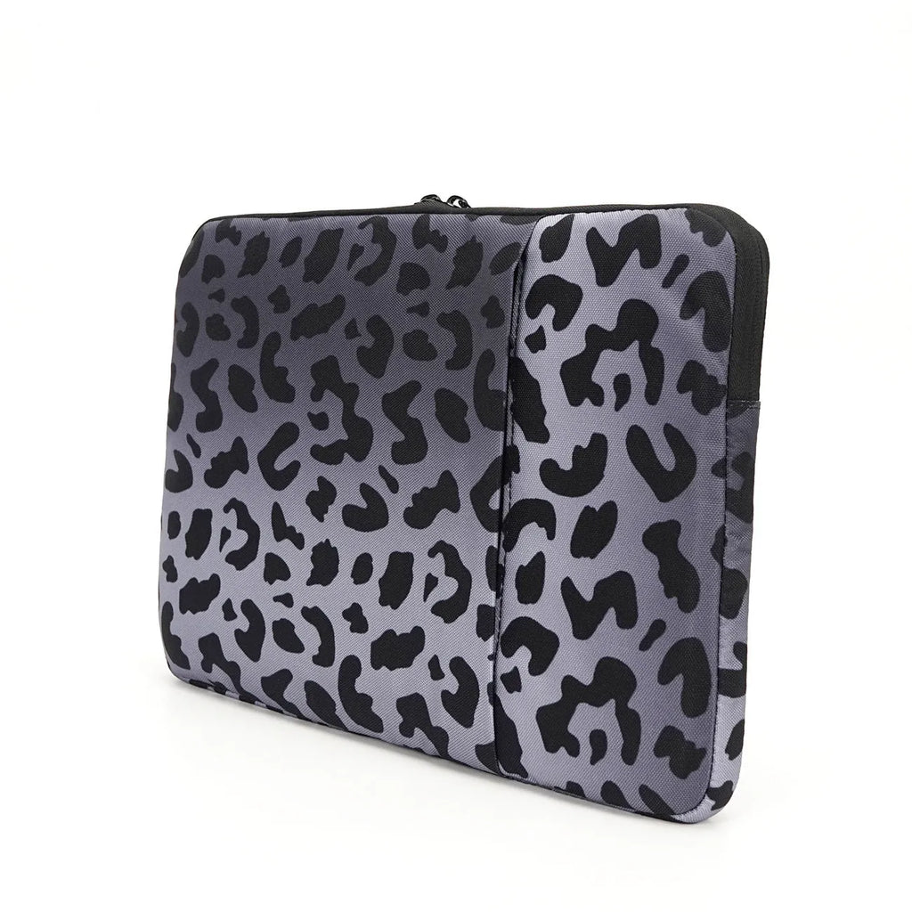 Leopard print laptop sleeve with waterproof lining for 13 to 16 inch laptops