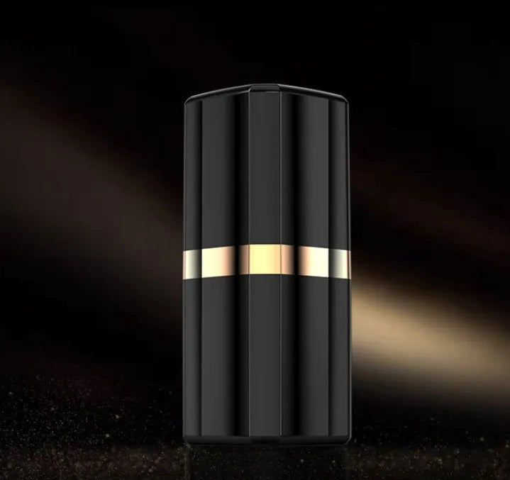 Lipstick-style wireless Bluetooth earphones with charging case in black, pink, purple, or white colours