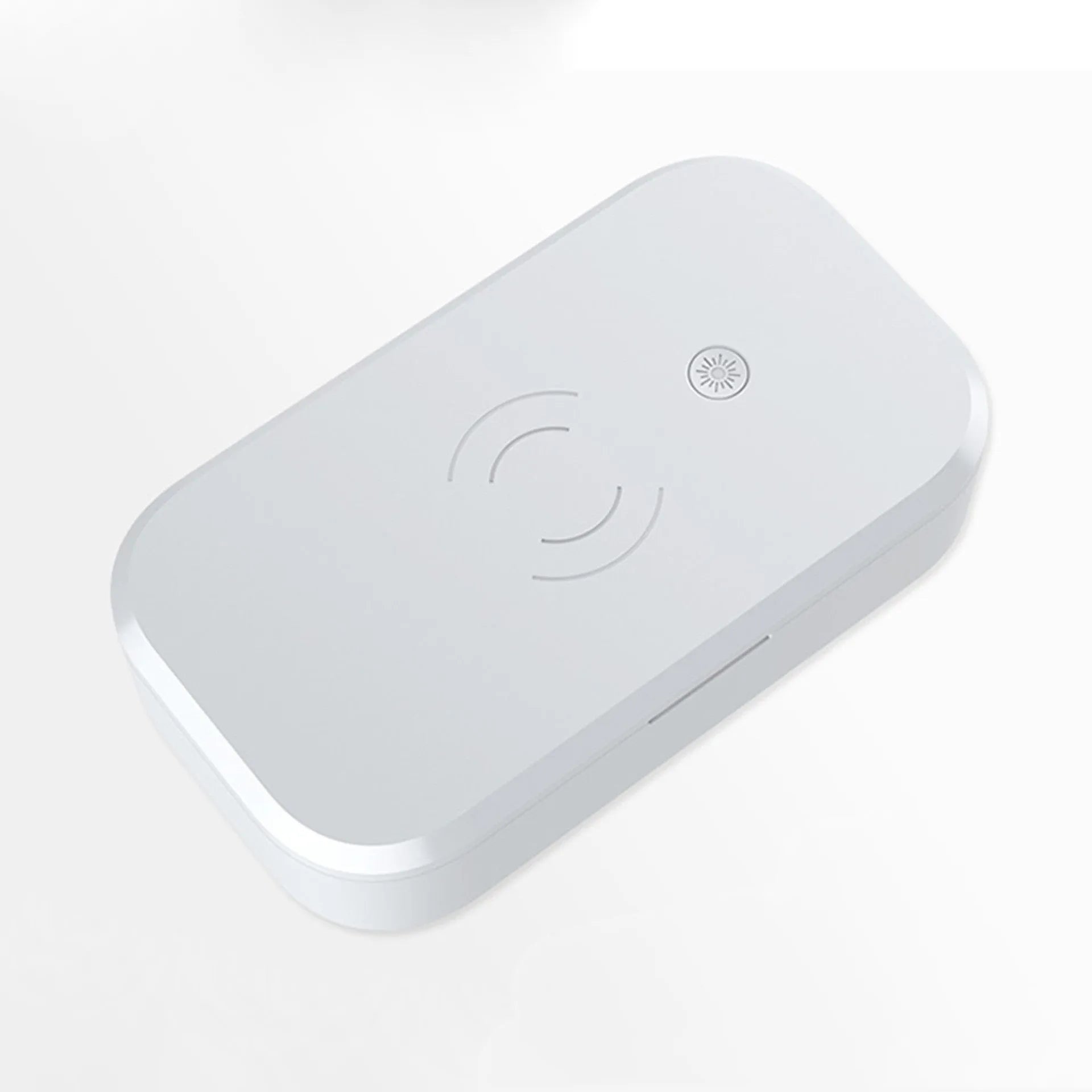 White UV disinfection box with wireless charging for nail art tools and mobile phone sterilisation