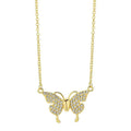 Women's titanium steel clavicle chain necklace with butterfly pendant and magnetic snap closure