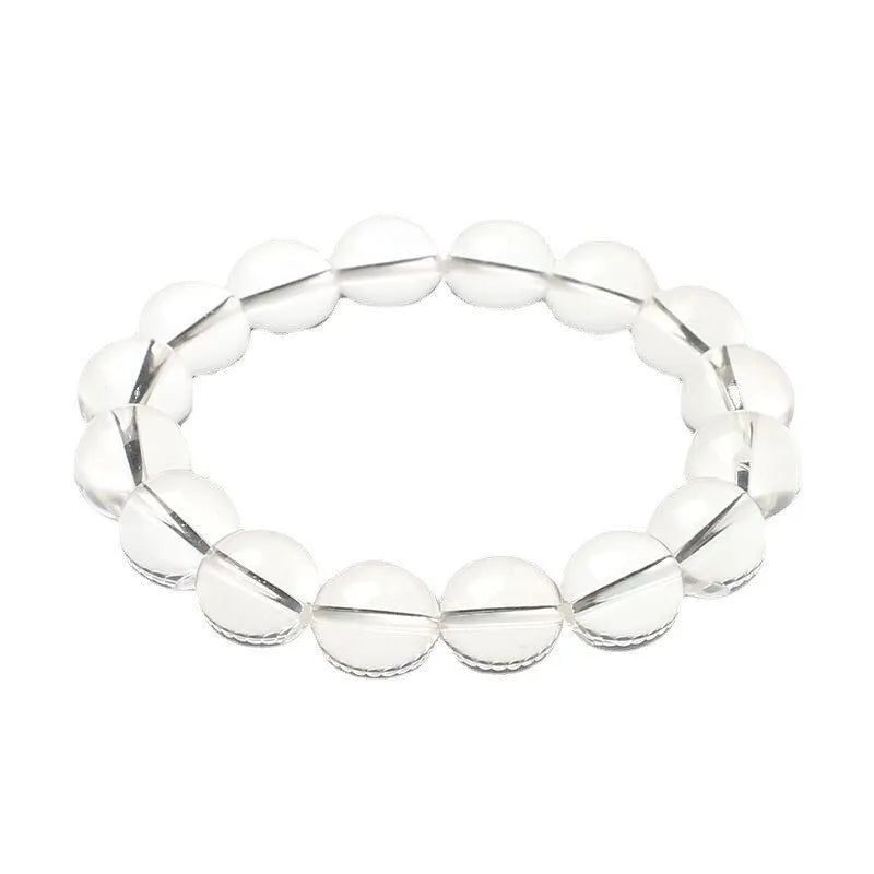Natural Donghai white water crystal round bead bracelet with geometric single circle design
