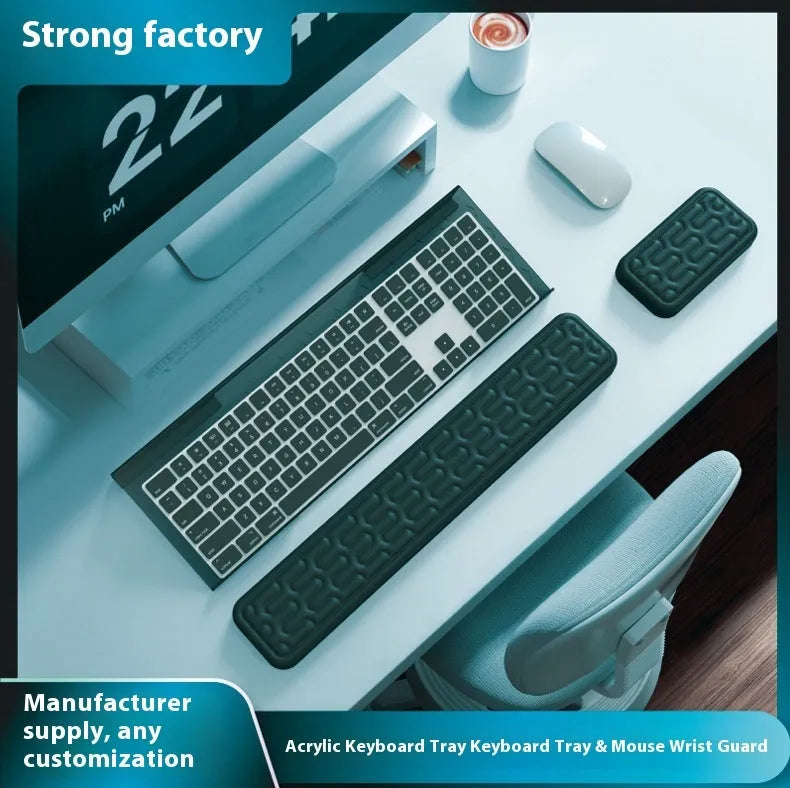 Double-sided keyboard and mouse pad with memory foam wrist support in multiple colour options