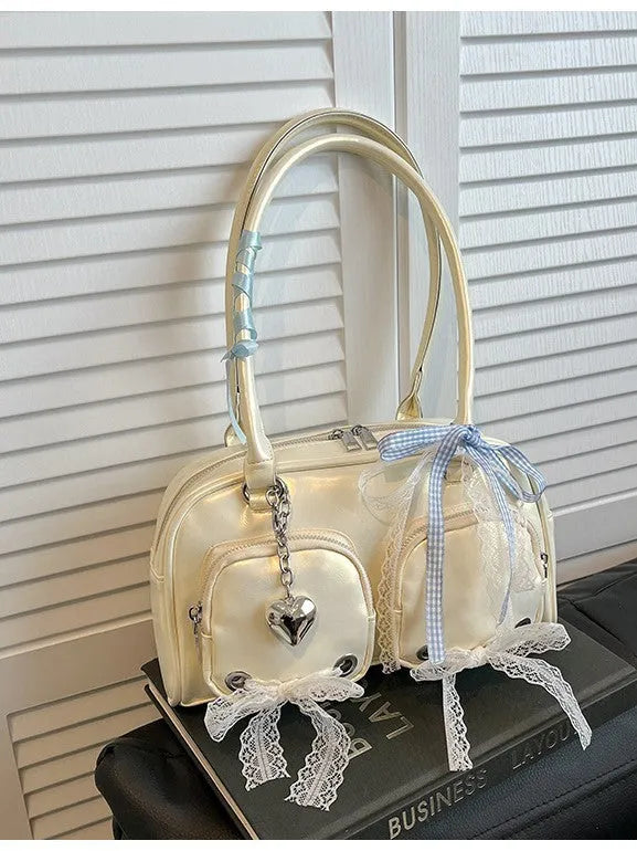 Large capacity PU leather casual shoulder bag in horizontal square design with internal mobile phone compartment