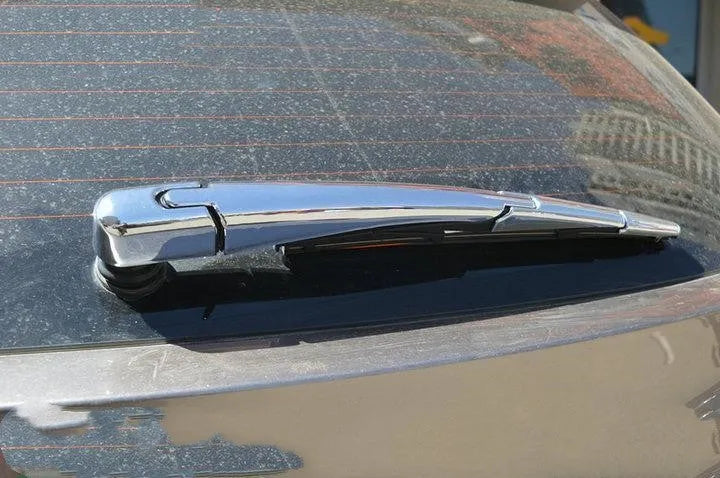 Four silvery ABS plastic rear wiper cover trim caps for a 2010 Hyundai.