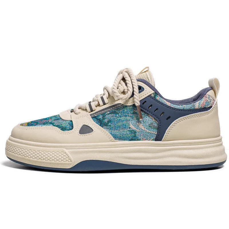 Canvas casual trainers in Milan green with flat heel and round toe design