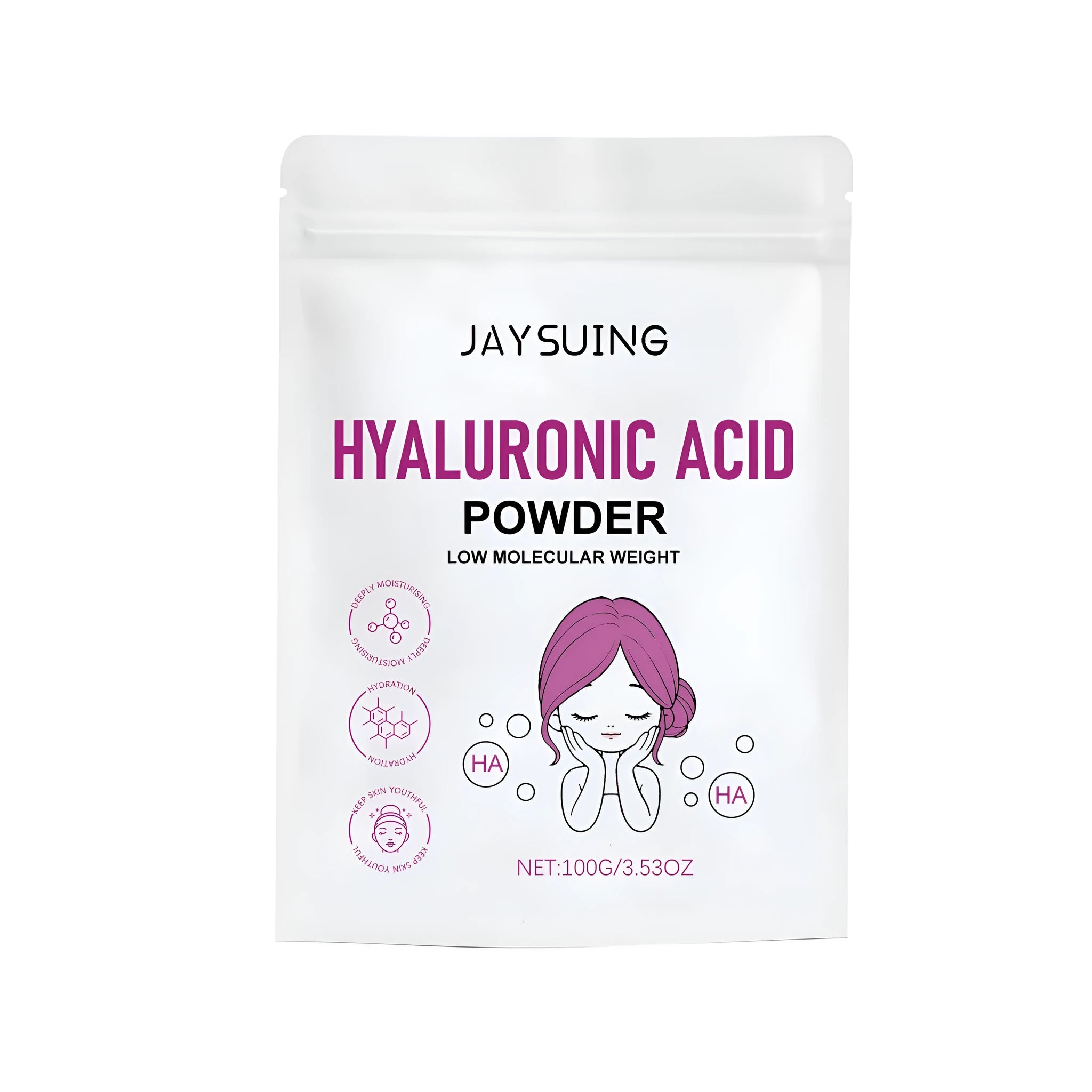 100g jar of white hyaluronic acid powder facial mask mix with one fabric mask