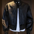 Men's extended length PU litchi leather jacket in light business style