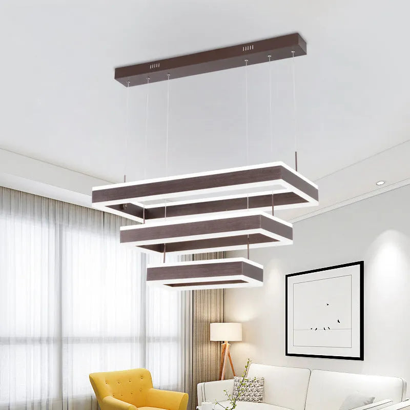 Contracted living room ceiling chandelier fish type pendant lamp in brown aluminium and acrylic with remote control dimmer