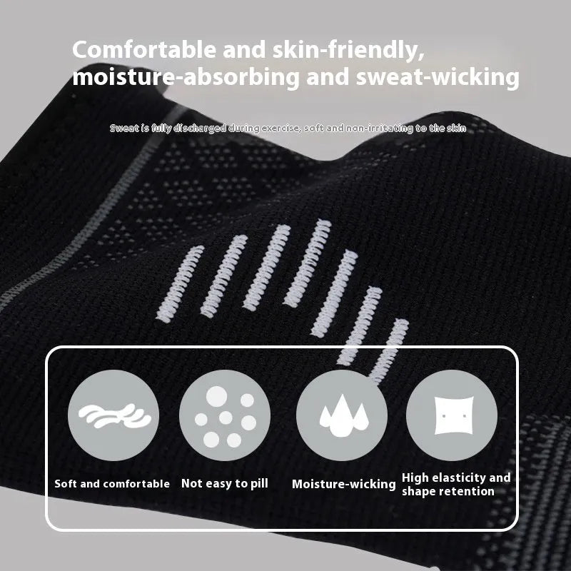 Black ankle support sleeve for basketball and running, size M, lying flat on a surface