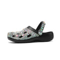 Black women's platform casual sandals with rhinestone holes and EVA construction