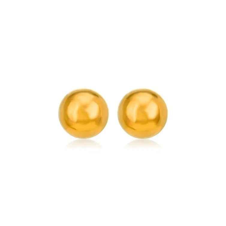 Stainless steel ball stud earrings with gold or silver electroplated finish in 3mm to 6mm sizes