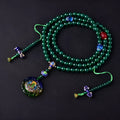 Handmade natural green agate 108 thangka pendant multi-circle bracelet with certification