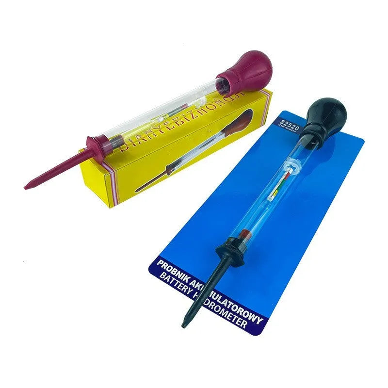 Glass electrohydraulic hydrometer for automobile battery electrolyte testing with black and red colour options