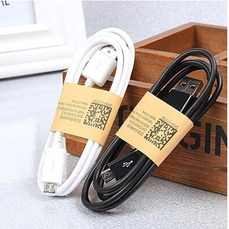 Android Micro USB universal data cable in black or white with 1 metre PVC cable
