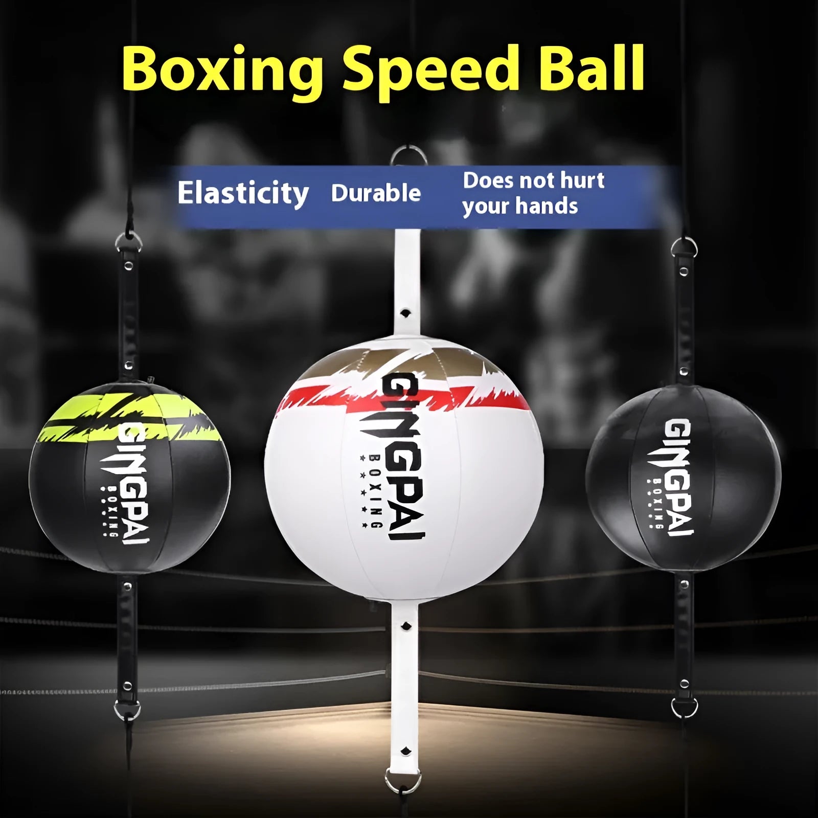 PU hanging boxing speed ball for reaction training in black, green, and white colour options
