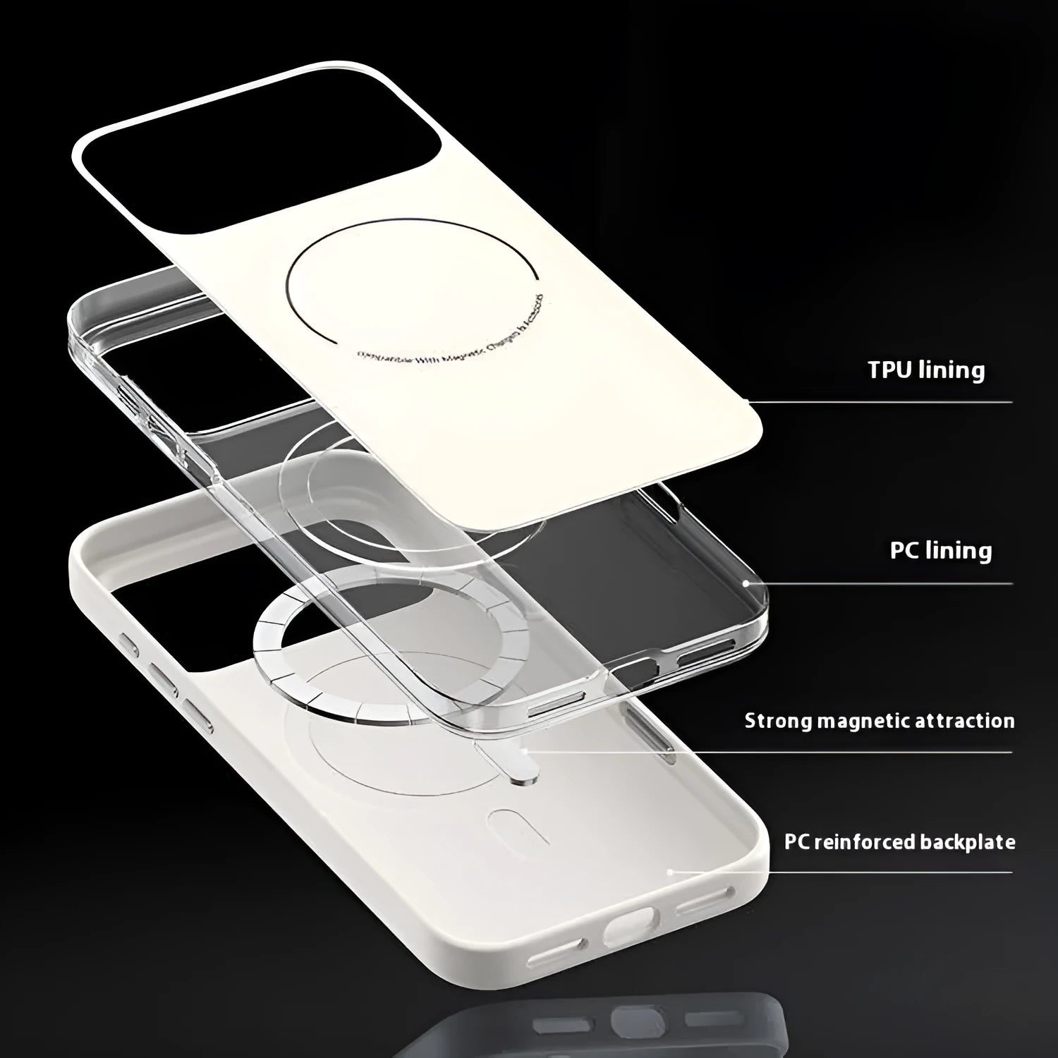 Frosted magnetic protective case for iPhone 17 Pro in Black colour with camera button cutout and MagSafe compatibility