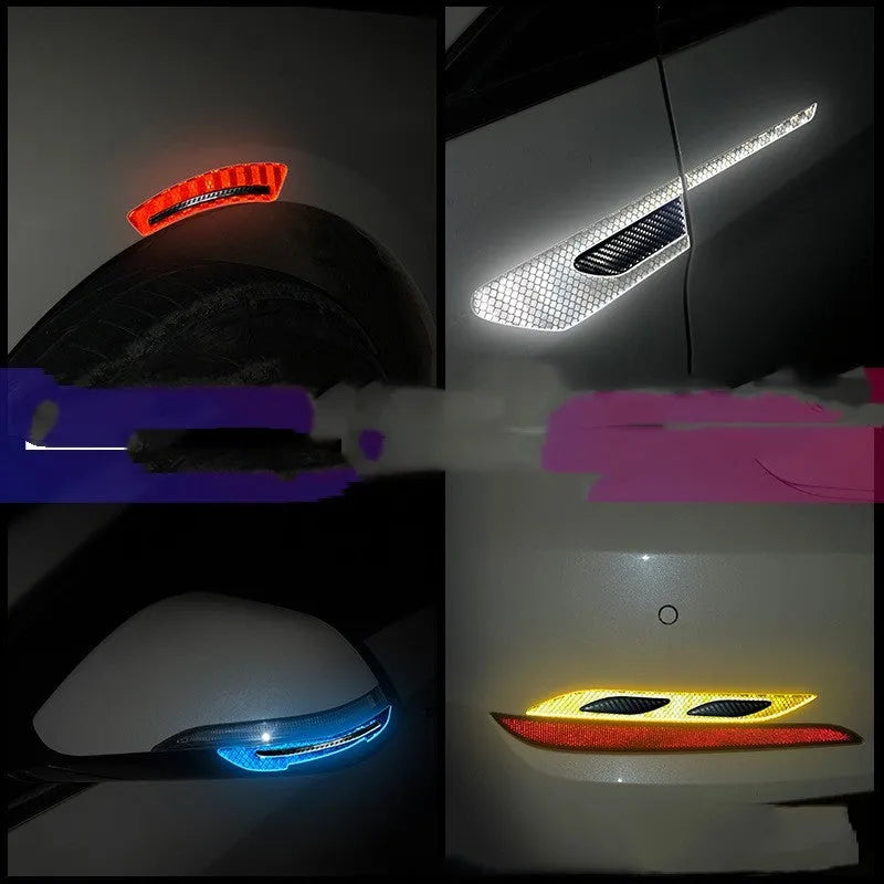 Blue reflective bumper protection tape applied to car wheel arch showing 17mm width