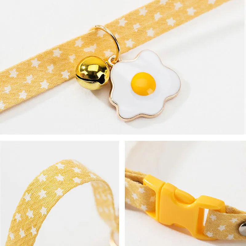Adjustable cat collar with metal bell pendant and bow tie for small dogs