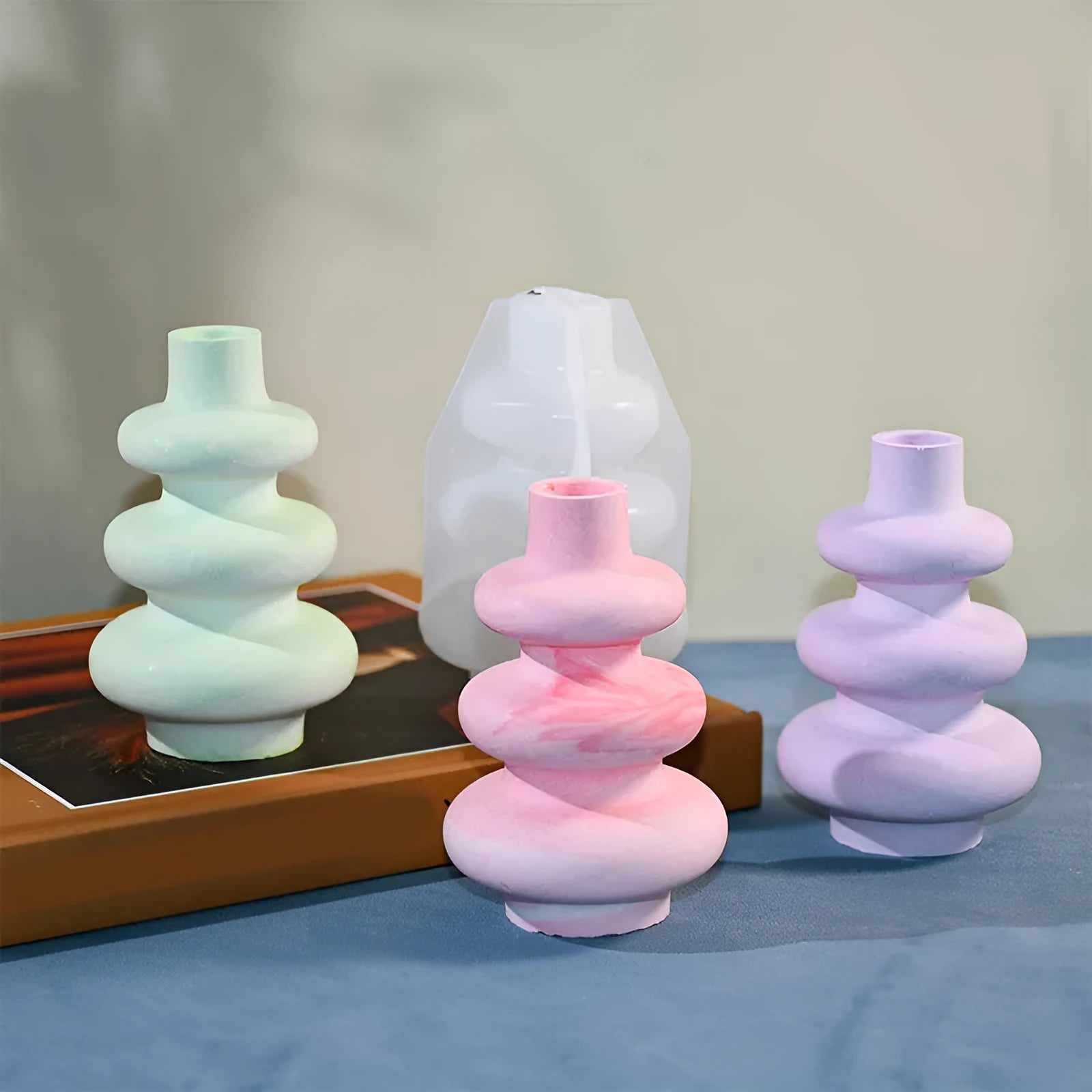 Three layer circular vase ornaments silicone baking mould in modern simplicity style