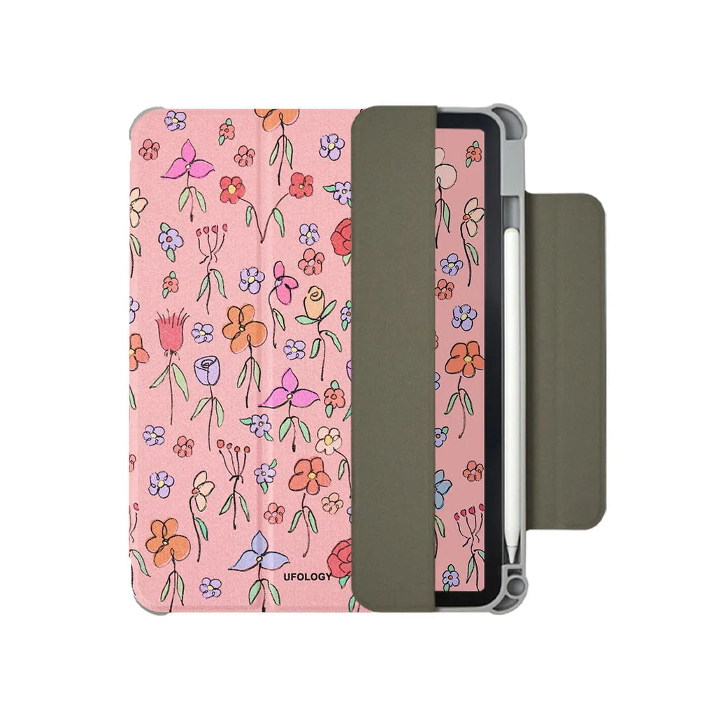 iPad Air magnetic suction protective sleeve case in polyurethane with double-sided clip inner shell